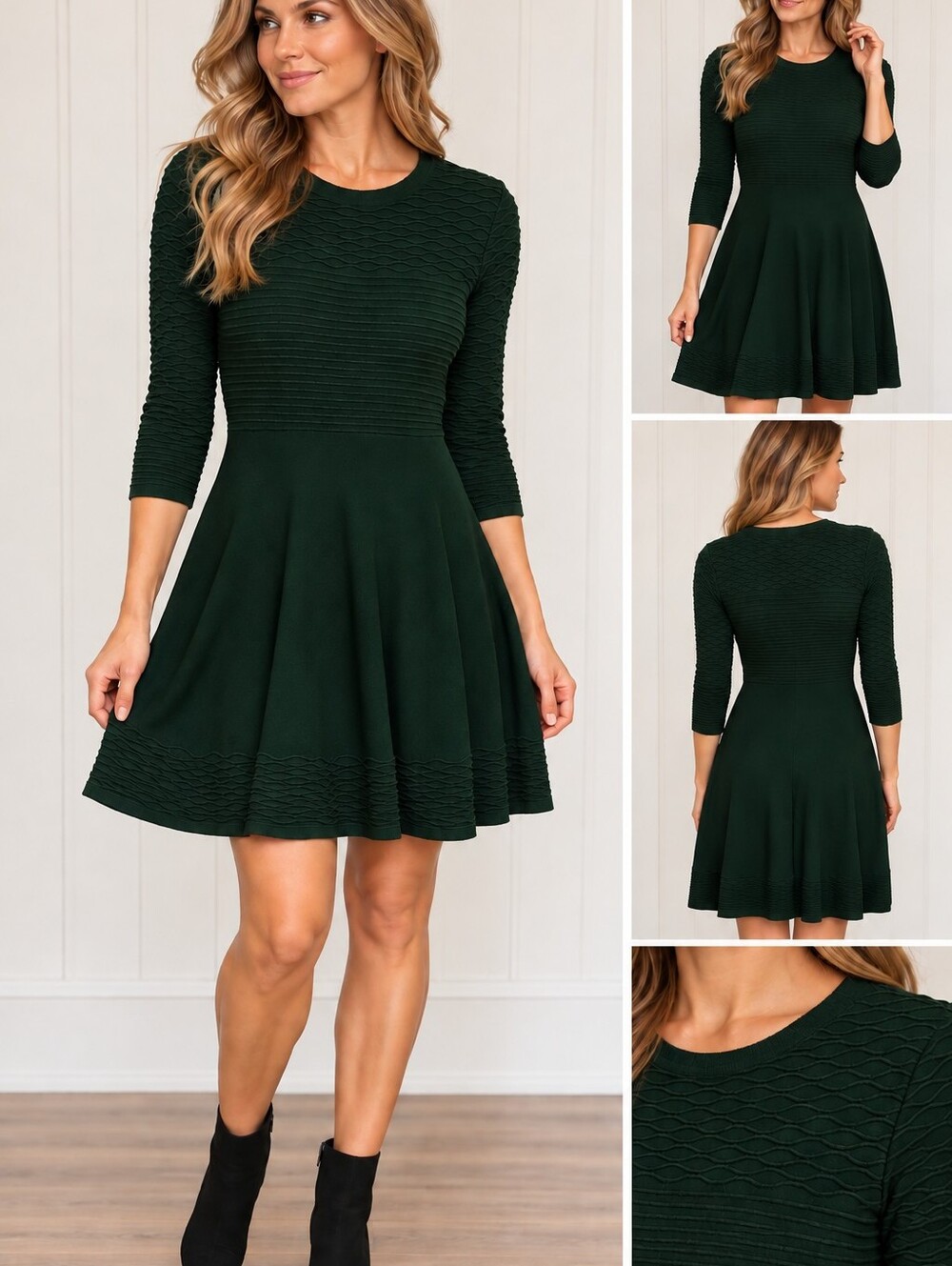 Marc New York Black Textured Fit & Flare Dress